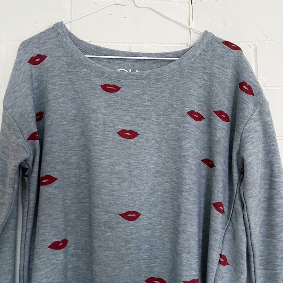 CHASER Cozy Lips Lounge Sweatshirt Pullover Small S - Picture 3 of 10
